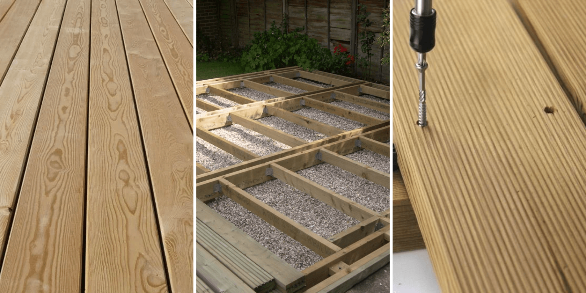 Montáž terasy ze sibiřského modřínu – rošt, prkna a detail šroubování
