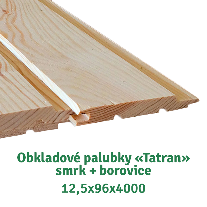 Obkladové palubky profil Tatran 12,5 × 96 × 4000 mm ze smrku a borovice
