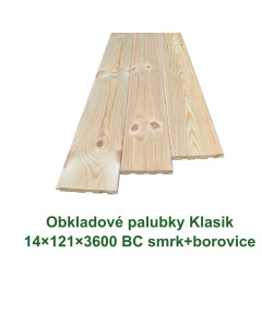 Obkladové palubky Klasik 14x121x3600 BC, smrk + borovice
