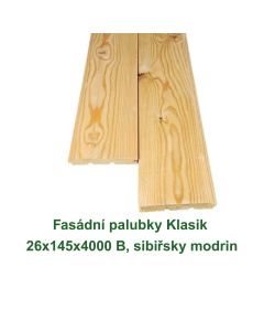 Fasádní palubky Klasik 26x145x4000 B, sibiřsky modrin