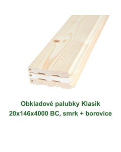 Obkladové palubky Klasik 20x146x4000 BC, smrk + borovice
