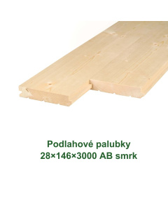 Podlahov&eacute; palubky 28&times;146&times;3000 mm z AB smrku s profilovan&yacute;mi hranami pro mont&aacute;ž dřevěn&eacute; podlahy.