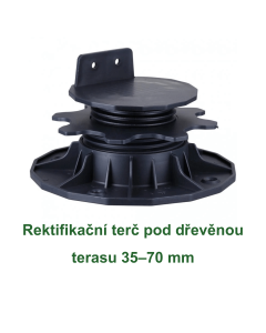 Rektifikační terč pod dřevěnou terasu 35–70 mm na bílém pozadí.