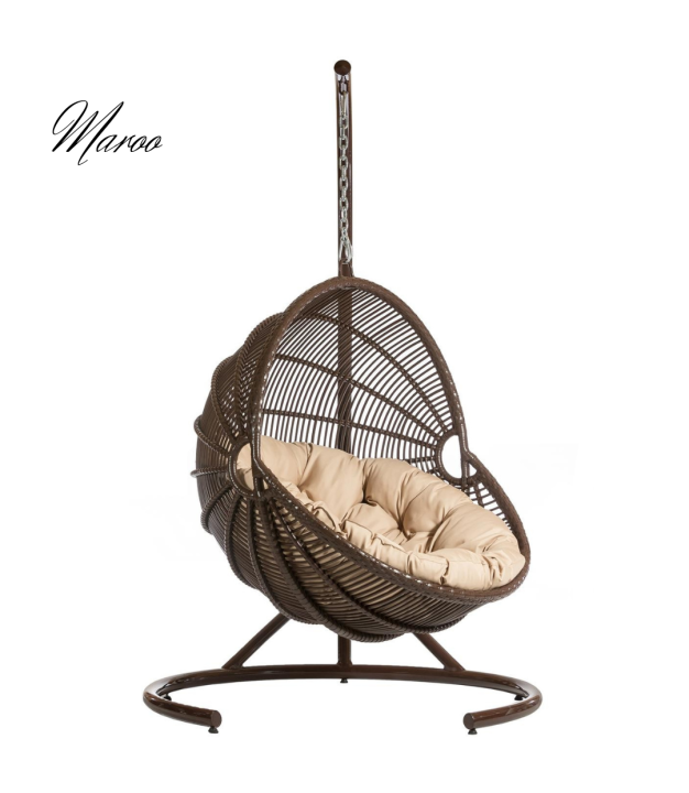 Závěsné křeslo Maro 1200x1565x2000, hliníkový rám, se stojanem a polštářem na sezení 1300mm SUMBA 70