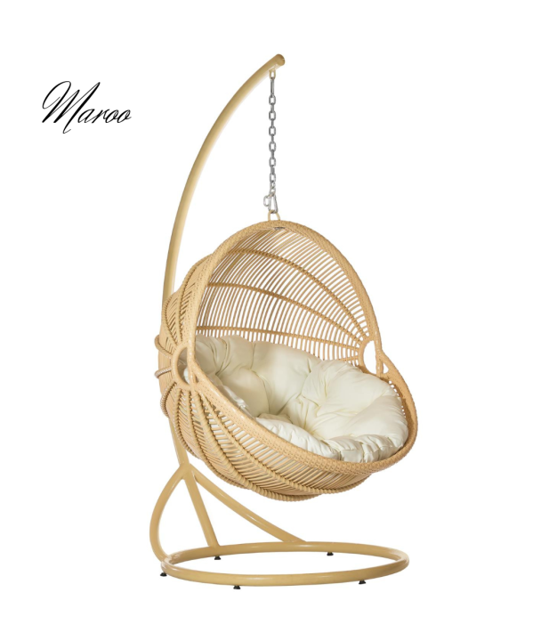 Závěsné křeslo Maro 1200x1565x2000, hliníkový rám, se stojanem a polštářem na sezení 1300mm SUMBA 70