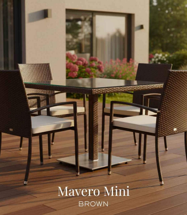 Jídelní souprava MAVERO MINI + NEMOS z umělého ratanu, hnědá