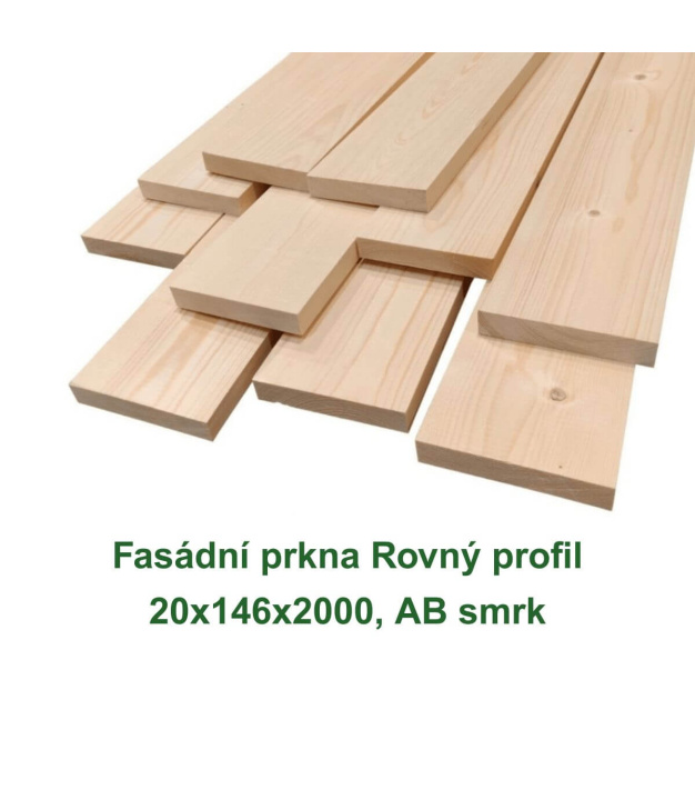 Fasádní prkna Rovný profil 20x146x2000, AB smrk