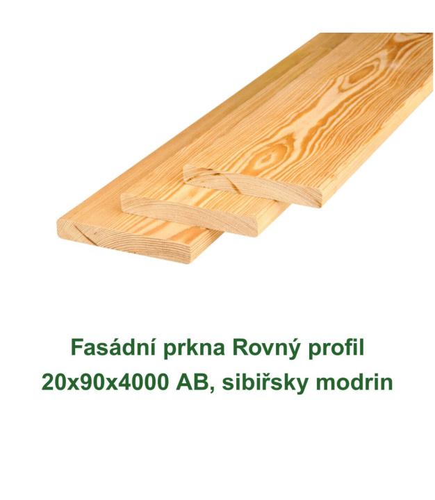 Fasádní prkna Rovný profil 20x90x4000 AB, sibiřsky modrin