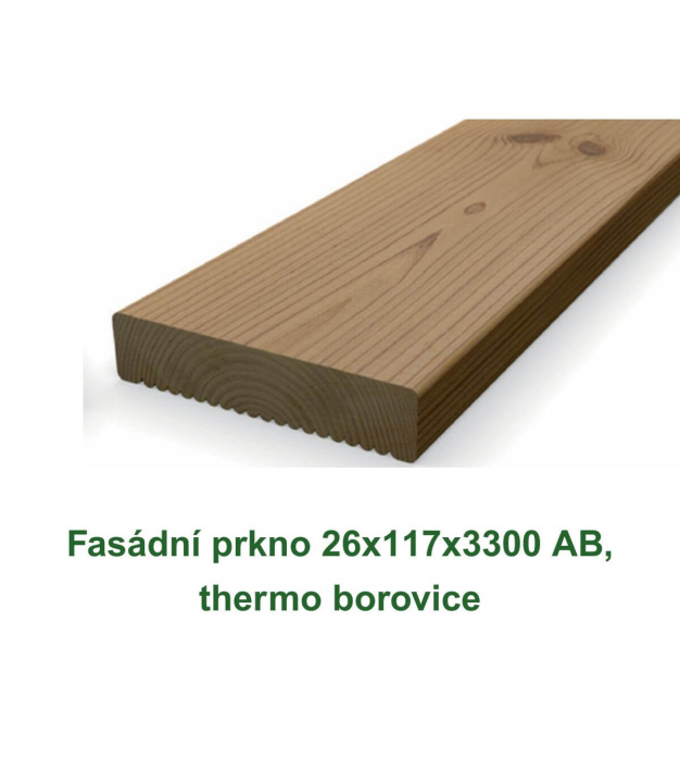 Fasádní prkno 26x117x3300 AB, thermo borovice thermowood