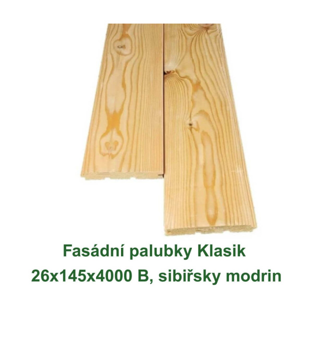 Fasádní palubky Klasik 26x145x4000 B, sibiřsky modrin