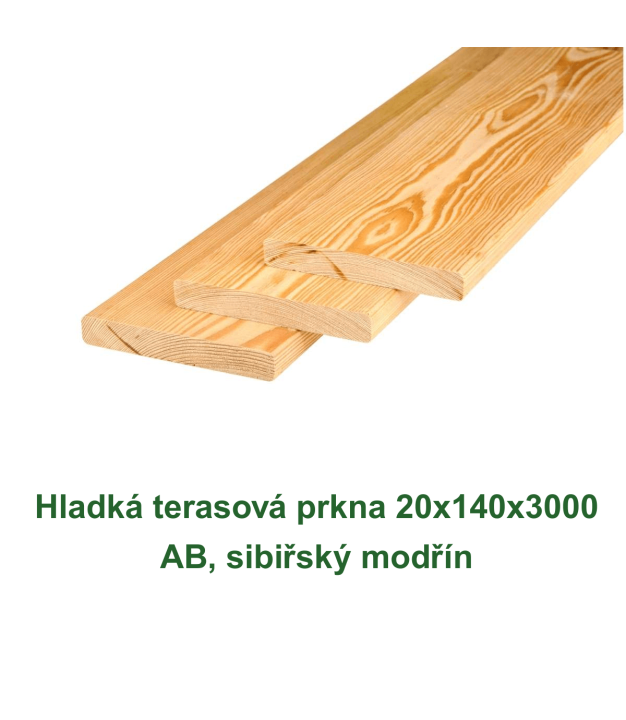 Hladká terasová prkna 20x140x3000 AB, sibiřský modřín

