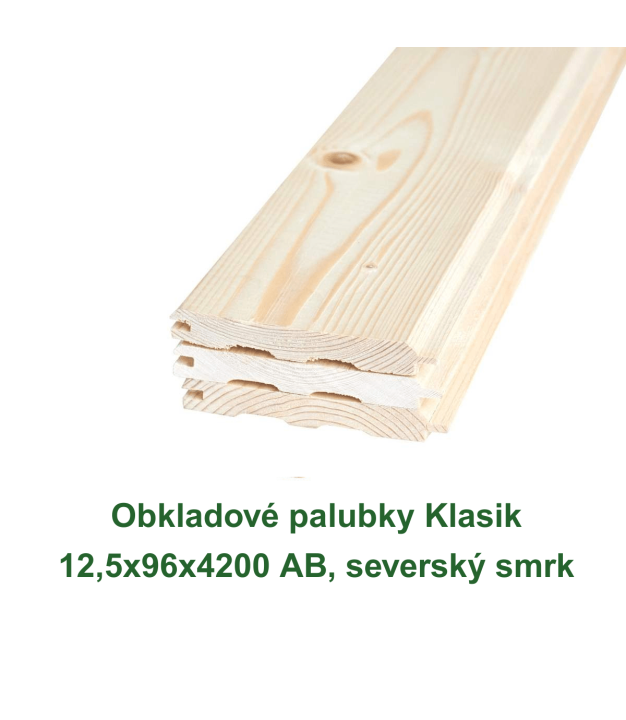 Obkladové palubky Klasik 12,5x96x4200 AB, severský smrk
