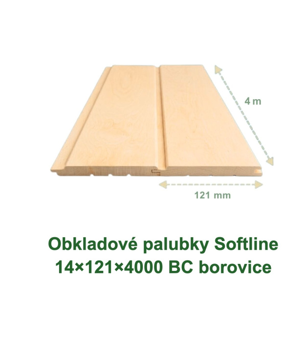 Obkladové palubky Softline 14x121x4000 BC, borovice