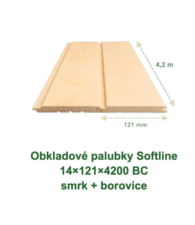 Obkladové palubky Softline 14x121x4200 BC, smrk + borovice