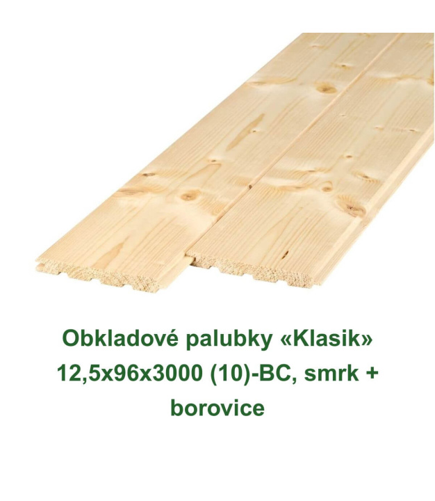 Obkladové palubky Klasik ze smrku a borovice s profilem pero a drážka.