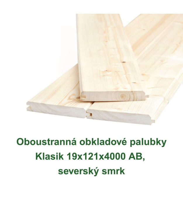 Oboustranná obkladové palubky Klasik 19x121x4000 AB, severský smrk
