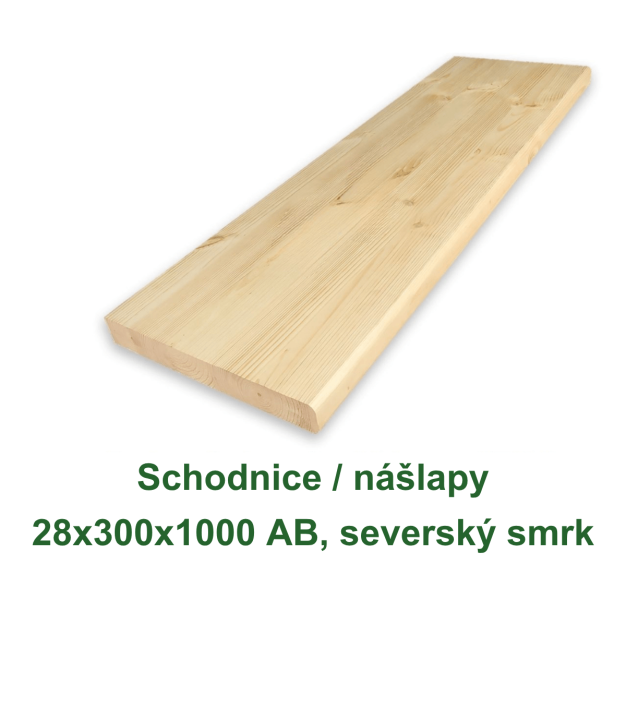 Schodnice / nášlapy 28x300x1000 AB, severský smrk
