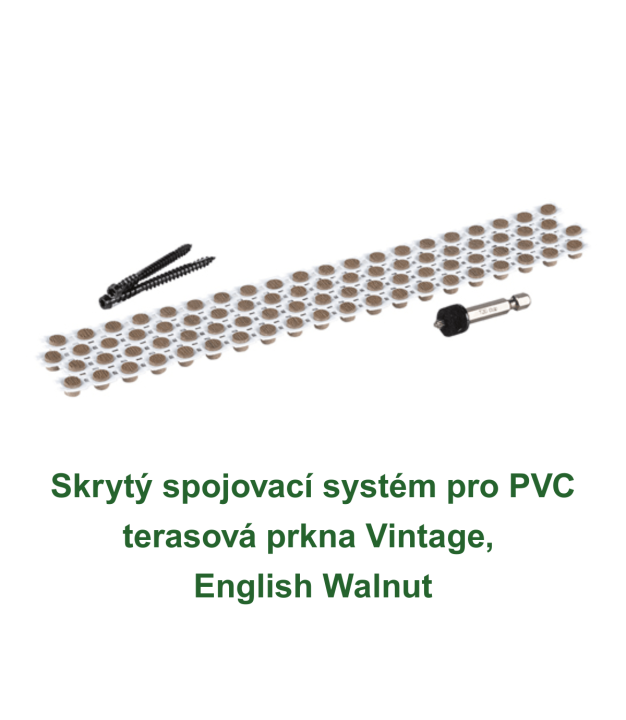 Skrytý spojovací systém Cortex pro PVC terasová prkna Vintage, English Walnut – zajišťuje čistý vzhled bez viditelných vrutů