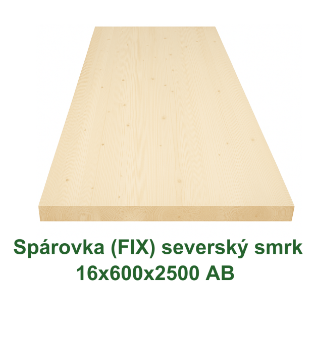Severská smrková spárovka FIX AB 16x600x2500 na produktové fotografii se světlým odstínem a jemnou kresbou dřeva.