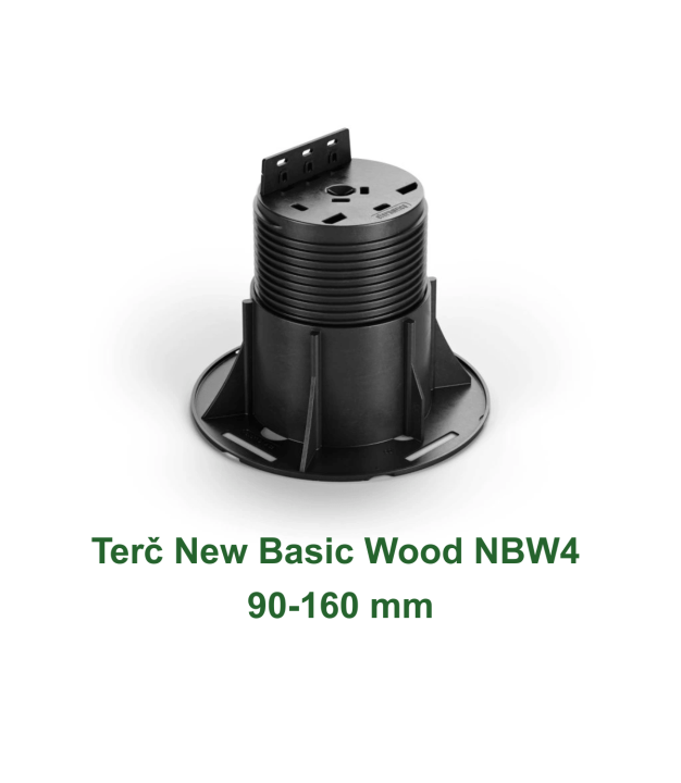 Terč New Basic Wood NBW4 90–160 mm – výškově nastavitelný podstavec pro dřevěné a WPC terasy