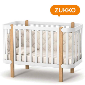 Dětská postýlka Zukko Gekko Kids-dětská postýlka, bílá-přírodní buk
