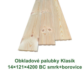 Obkladové palubky Klasik 14x121x4200 BC,  smrk + borovice