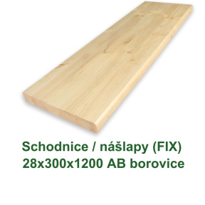 Schodnice / nášlapy 28x300x1200 AB, Finská borovice