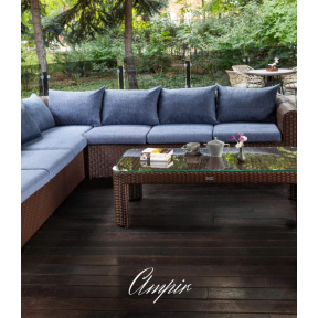 Hybridní zahradní sestava AMPIR LOUNGE MODULAR z umělého ratanu v elegantní hnědé barvě představuje luxusní a flexibilní řešení pro pohodlné posezení na terase, zahradě nebo v zimní zahradě.