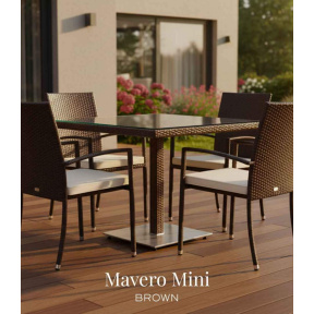 Jídelní souprava MAVERO MINI + NEMOS z umělého ratanu, hnědá