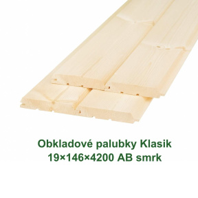 Obkladové palubky Klasik 19x146x4200 AB, smrk