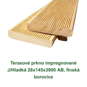Terasové prkno impregnované J/Hladká 28x145x3900 AB, finská borovice