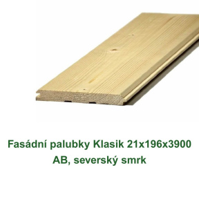 Fasádní palubky Klasik 21x196x3900 AB, severský smrk