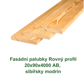 Fasádní prkna Rovný profil 20x90x4000 AB, sibiřsky modrin