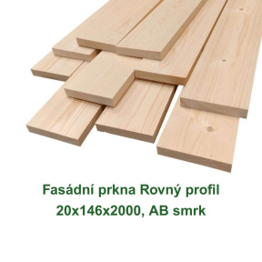 Fasádní prkna Rovný profil 20x146x2000, AB smrk