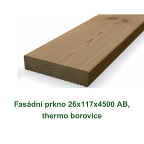 Fasádní prkno 26x117x4500 AB, thermo borovice