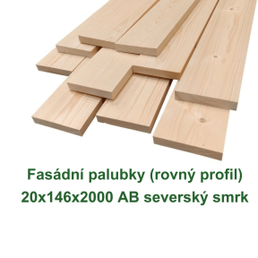 Fasádní prkna Rovný profil 20x146x2000, AB smrk