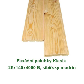 Fasádní palubky Klasik 26x145x4000 B, sibiřsky modrin
