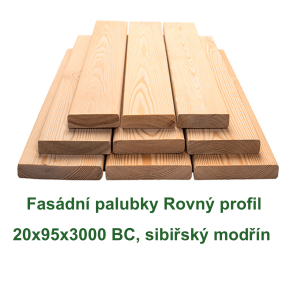 Fasádní palubky Rovný profil 20x95x3000 BC, sibiřský modřín