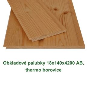 Obkladové palubky 18x140x4200 AB, thermo borovice