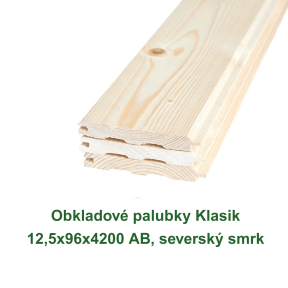 Obkladové palubky Klasik 12,5x96x4200 AB, severský smrk
