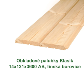 Obkladové palubky Klasik 14x121x3600 AB, finská borovice