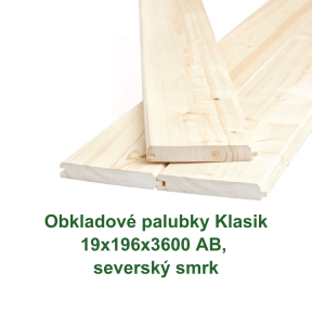 Obkladové palubky Klasik 19x196x3600 AB, severský smrk