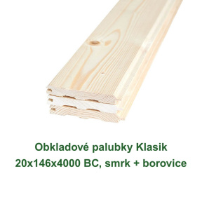 Obkladové palubky Klasik 20x146x4000 BC, smrk + borovice
