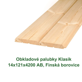 Obkladové palubky Klasik 14x121x4200 AB, Finská borovice