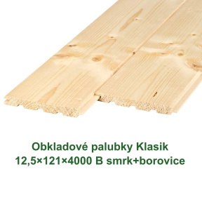 Obkladové palubky Klasik 12,5x121x4000 B, smrk + borovice