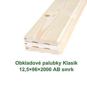 Obkladové palubky Klasik 12,5x96x2000 AB, smrk