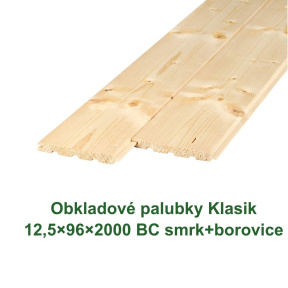 Obkladové palubky Klasik 12,5x96x2000, BC, smrk + borovice