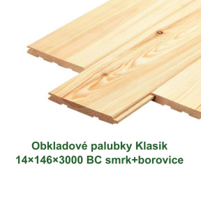 Obkladové palubky Klasik 14x146x3000 BC, smrk + borovice