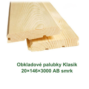 Obkladové palubky Klasik 20x146x3000, AB, smrk