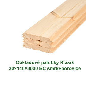 Obkladové palubky Klasik 20x146x3000 BC, smrk + borovice